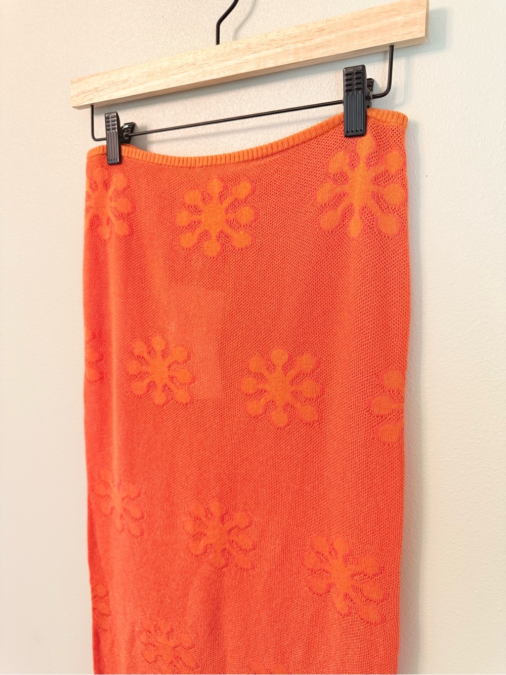 Asta Resort Bruna Crochet Maxi Skirt Sunset Orange Floral Knit Size M NWT - Picture 5 of 8